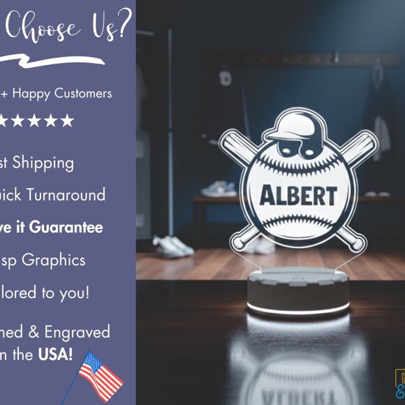 Baseball LED Night Light – Custom Sports Decor for Any Room - Picture 4 of 8